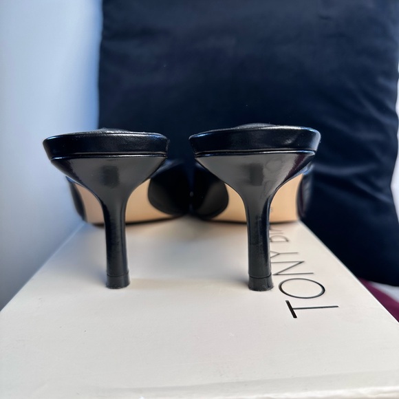 Tony Bianco Asar Sandal in Black Hi Shine slip on kitten heel leather - Picture 6 of 9